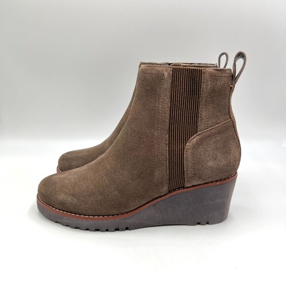 Sanctuary Womens Size 6.5 Engage Brown Suede Leather Wedge Ankle Boots Shoes - Picture 6 of 16